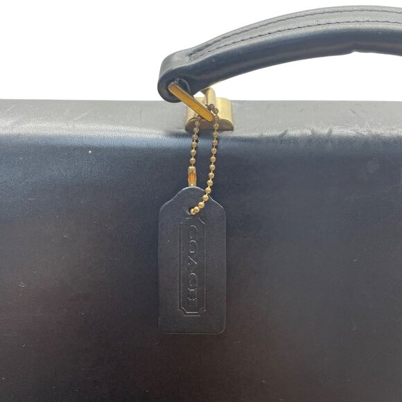 Vintage Coach Black Leather Briefcase With Brass Hardware & Top Handle Sz L - Picture 7 of 10